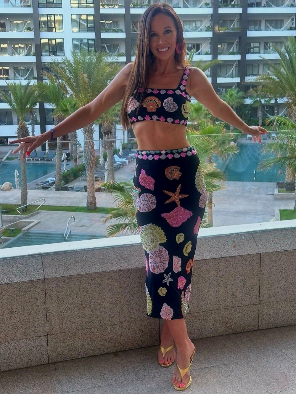 Oceanus - New York Hand Embellished Skirt And Top- Black Multi